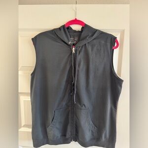 New York & Company Black Sleeveless Hoodie